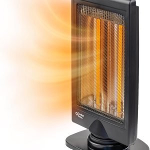 Comfort Zone Oscillating Portable Space Heater, Flat Panel, Halogen, Infrared, Electric, Adjustable Tilt, Overheat Sensor, Stay-Cool, & Tip-Over Switch, Ideal for Home, Bedroom, & Office, 800W, CZHTV9
