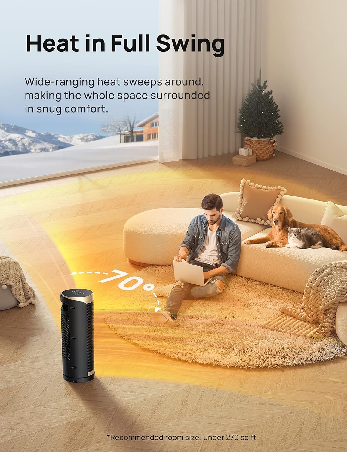 Dreo Space Heater, 1500W PTC Ceramic Heaters for Indoor Use with Remote, 70° Oscillation, 1-12H Timer, Electric Heaters with Thermostat, Fast and Safe Portable Heater for Office, Bedroom, Large Room - Image 5