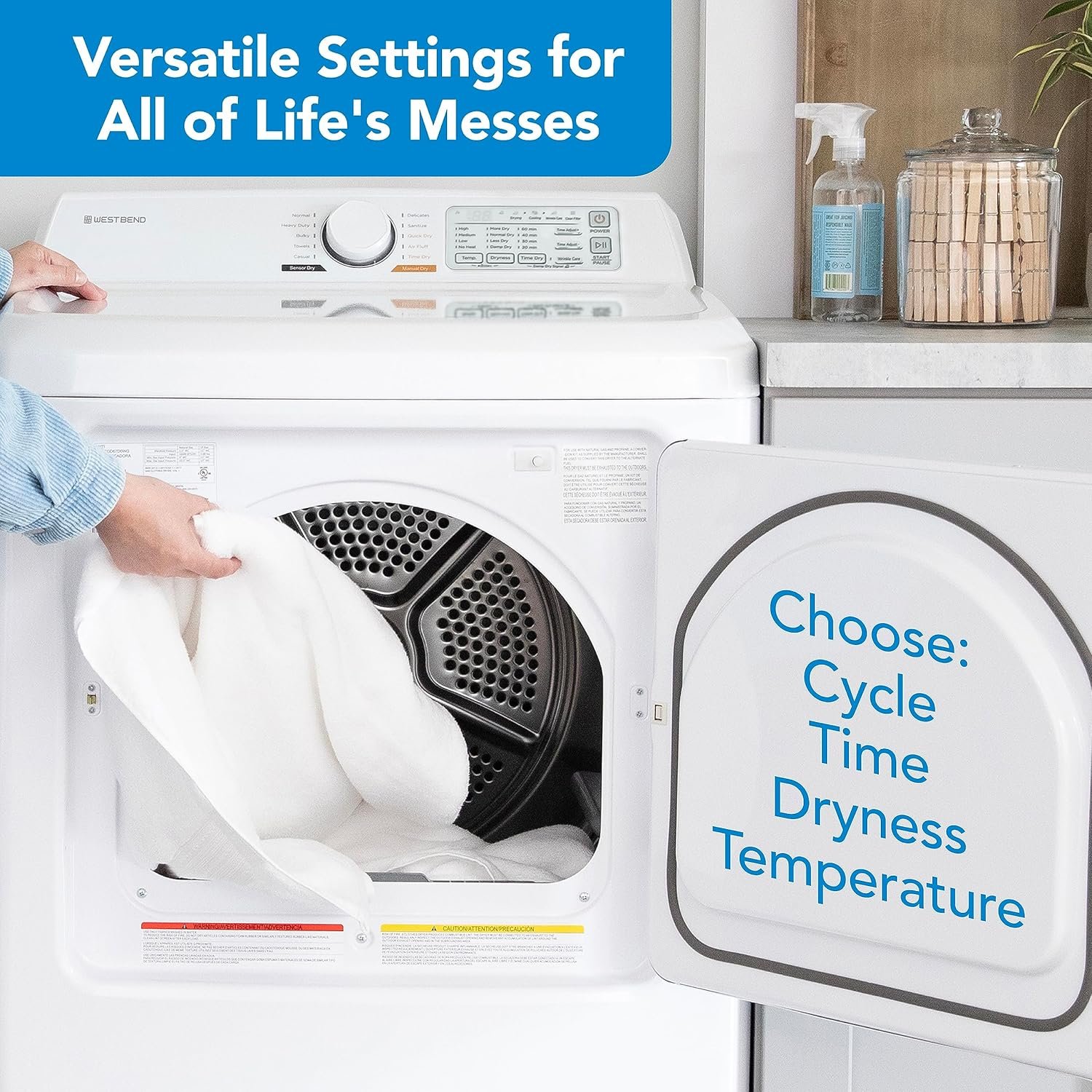 West Bend Clothes Dryer Front Load Electric, 6.7-Cu.Ft, White - Image 3