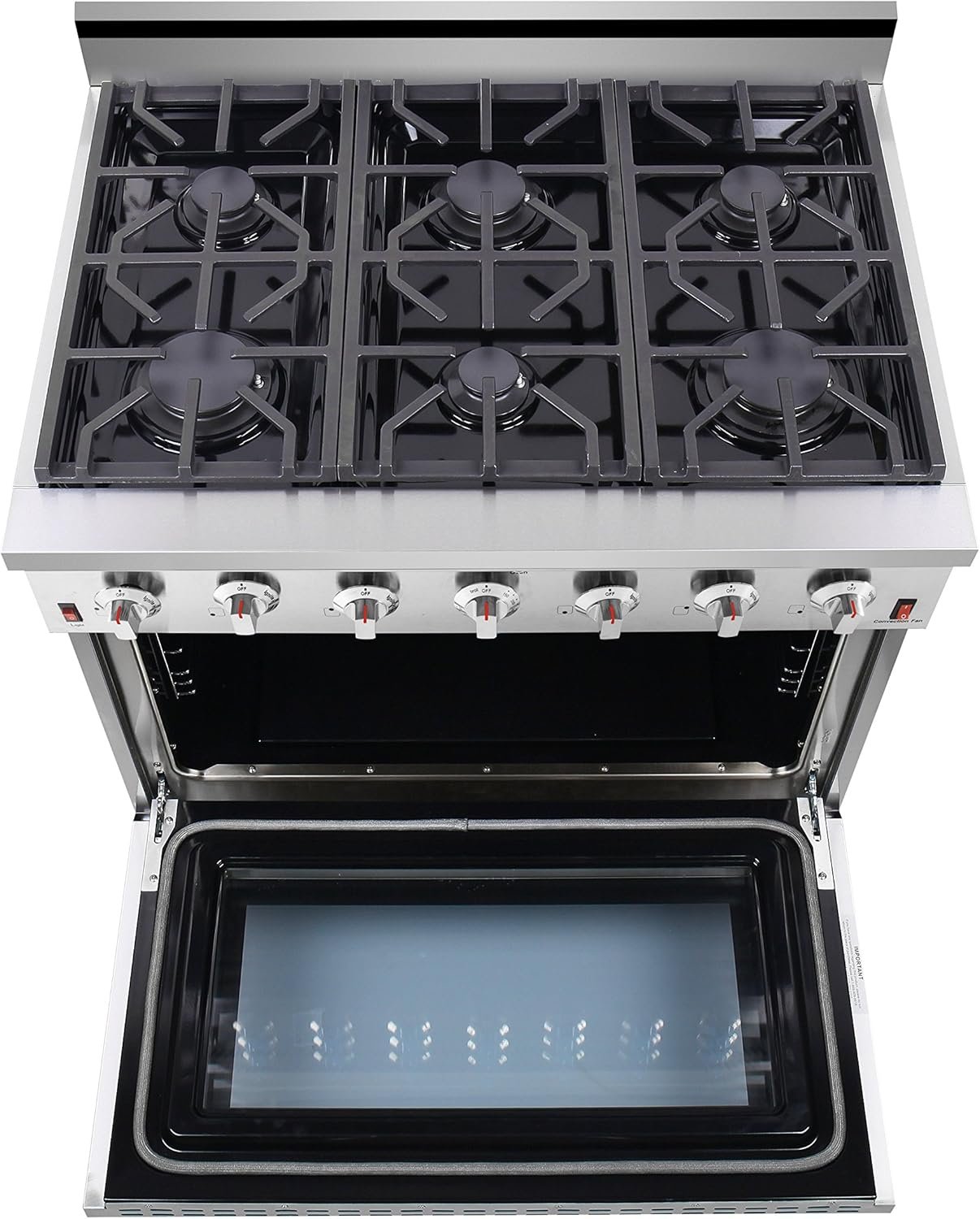NXR SC3611 36" 5.5 cu.ft. Pro-Style Natural Gas Range with Convection Oven, Stainless Steel - Image 3