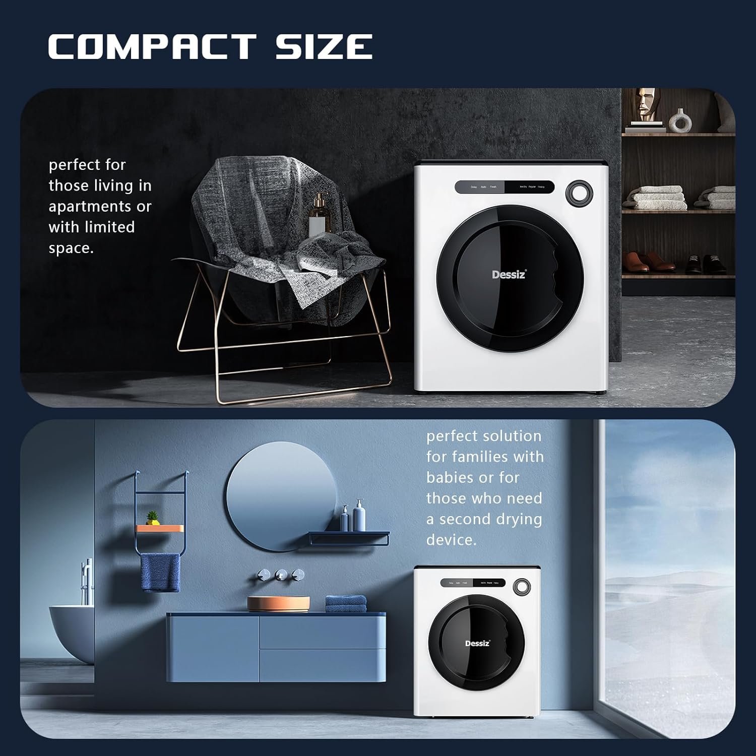 DTD10-WHITE 11LBS Capacity Compact, 110V 970W Portable Clothes Small Spaces RVs and Apartments Quiet, Sturdy and Easy to Use, Supplemental Dryer for Laundry Machines Drying, Grey - Image 7