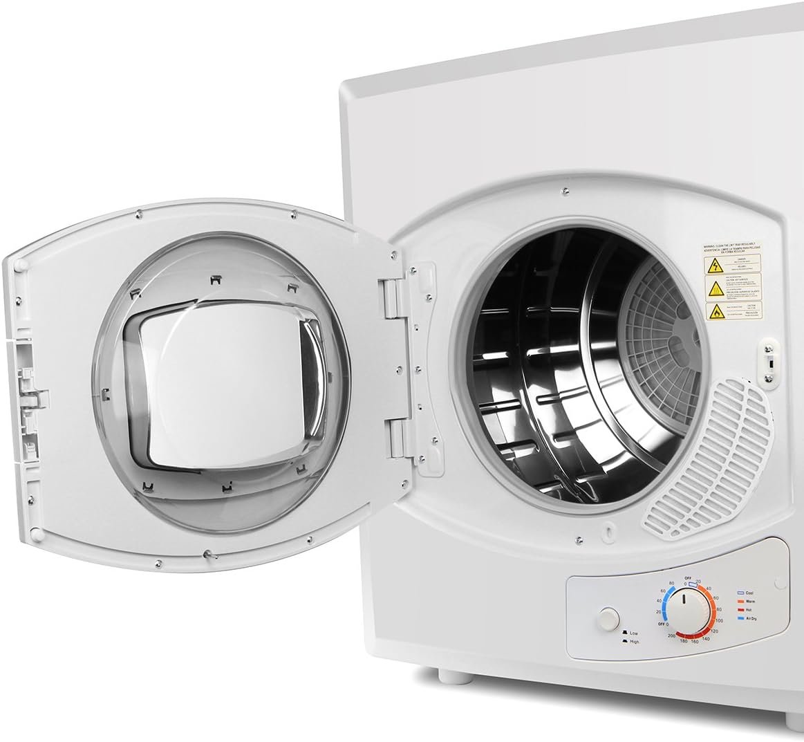 Barton Tumble Dryer White w/Heat Control Automatic Portable Electric RV Apartment Clothes Laundry Compact - Image 3