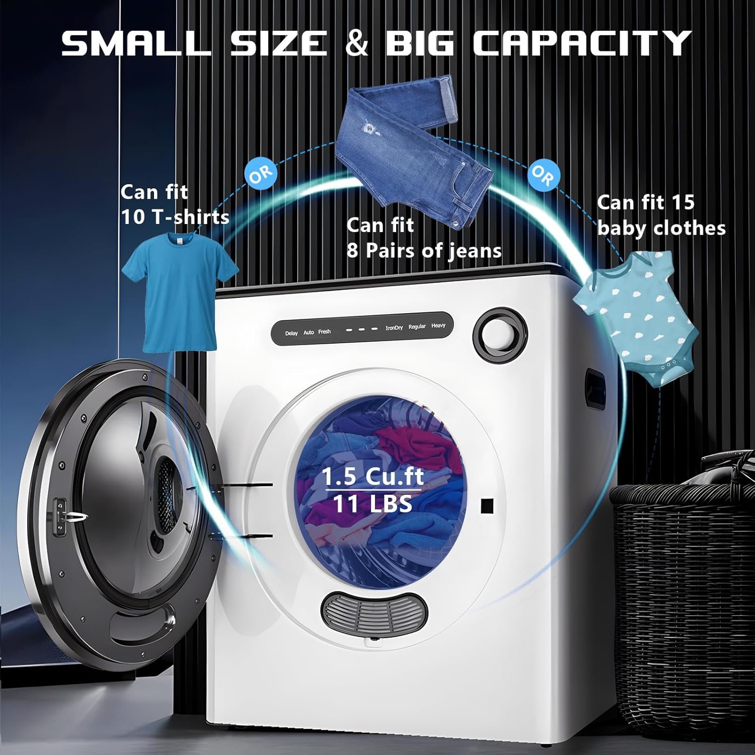 9LBS Capacity Compact Laundry Dryer, Portable Clothes Dryer Machine for Small Spaces, RVs and Apartments Quiet, Sturdy and Easy to Use, Supplemental Dryer for Existing Laundry Machines Drying Excellence Guaranteed - Image 6