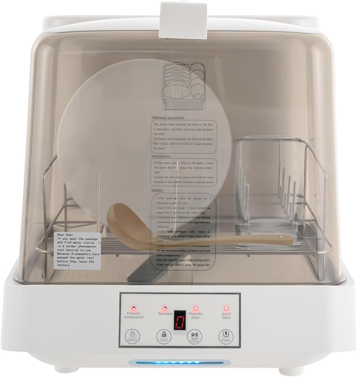 Countertop Dishwasher, 800W Compact Dishwasher with 6L Built-in Water Tank for 4-5 People Tableware, 3 Wash Programs, 360° Rotating Cleaning Mini Dishwasher for Small Apartments Dorms RVs
