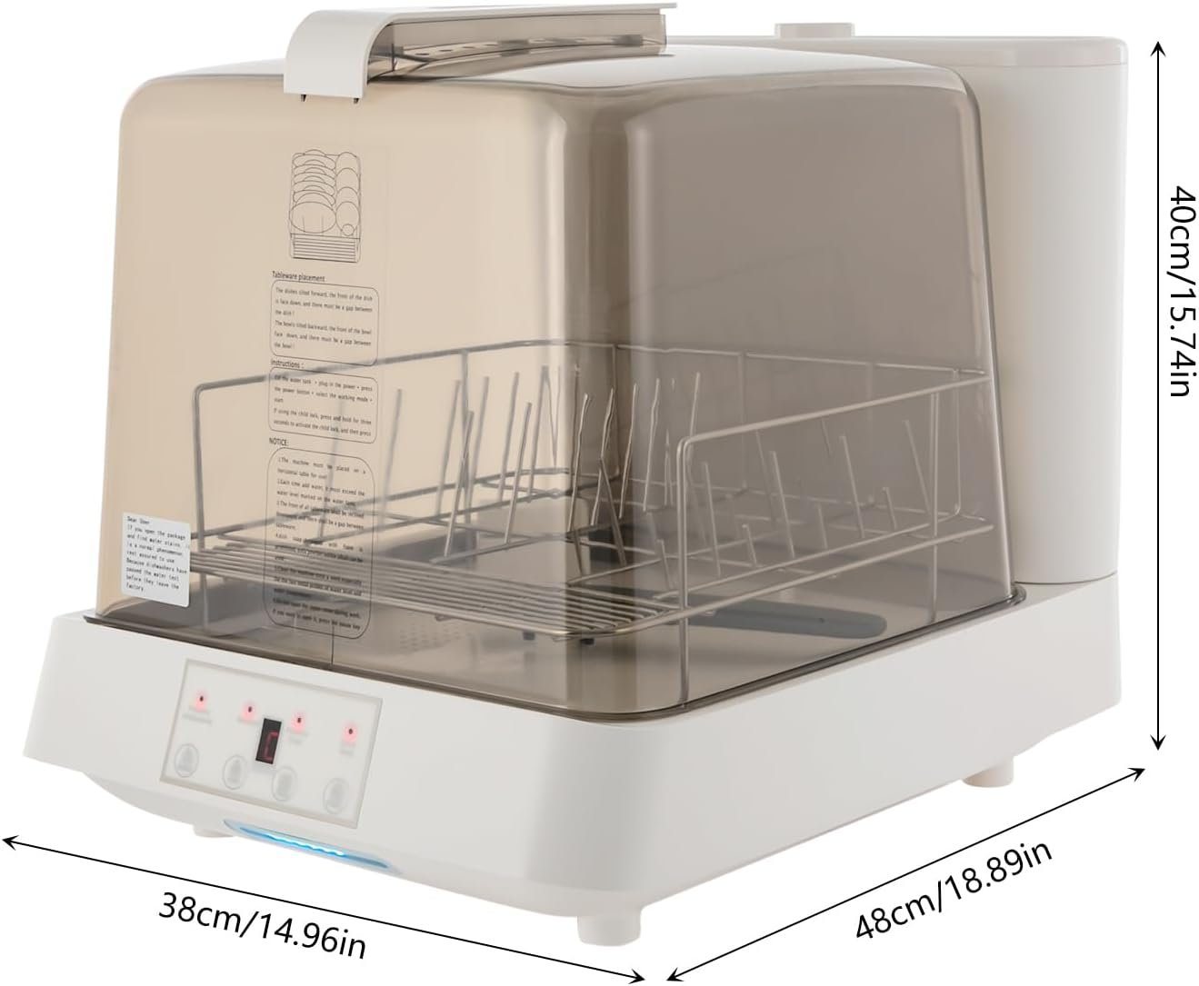 Countertop Dishwasher, 800W Compact Dishwasher with 6L Built-in Water Tank for 4-5 People Tableware, 3 Wash Programs, 360° Rotating Cleaning Mini Dishwasher for Small Apartments Dorms RVs - Image 6