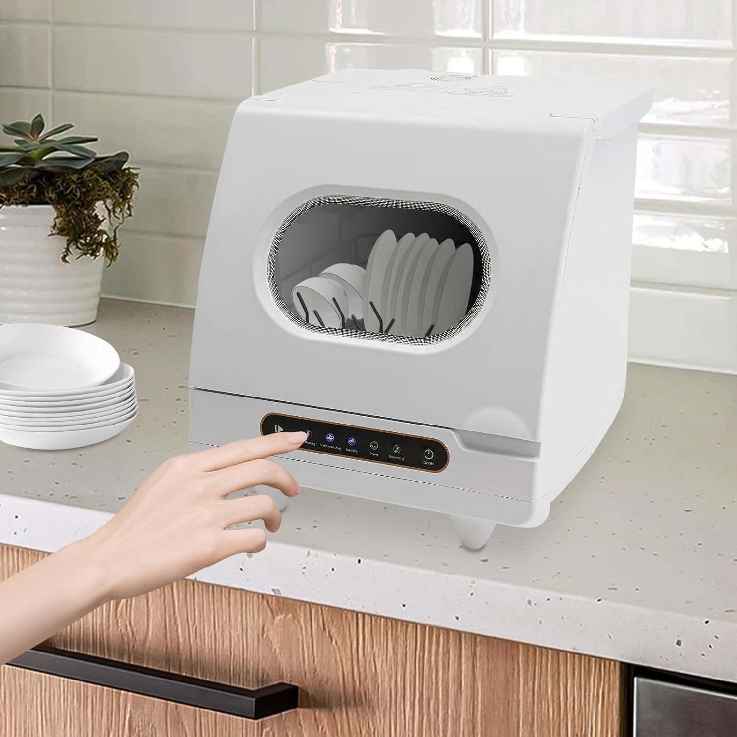 Portable Countertop Dishwashers Tabletop Small Dishwasher with 5l Built-In Water Tank 5 Intelligent Washing Functions 360° Rotating Spray 161.6℉ High Working Temperature - Image 8