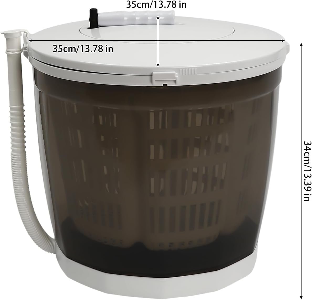 2-in-1 Manual Washing Machine, Portable Mini Washer and Spin Dryer Compact Washer for RV Travel, Outdoor Use (Grey) - Image 2