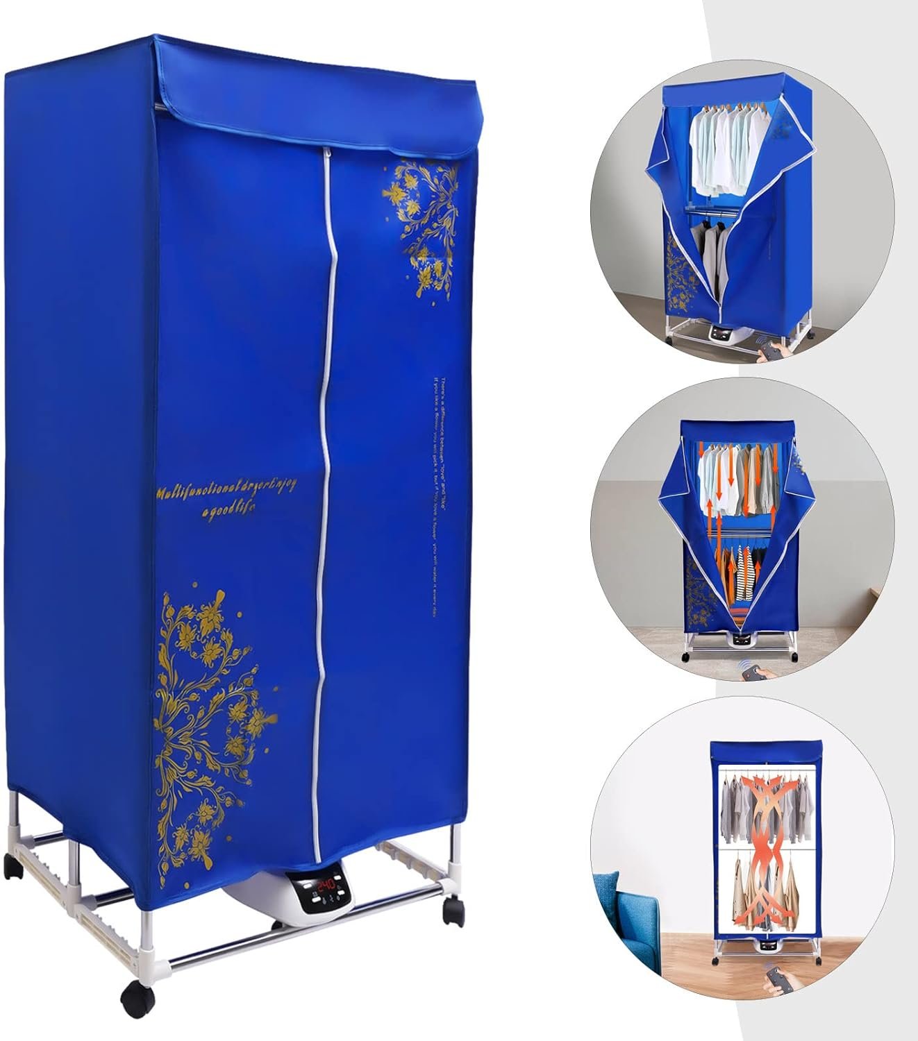 YIYIBYUS Folding Remote Control Dryer,Clothes Dryer Electric Drying Machine 2-layer Travel Dryer 3 Gears - Image 3