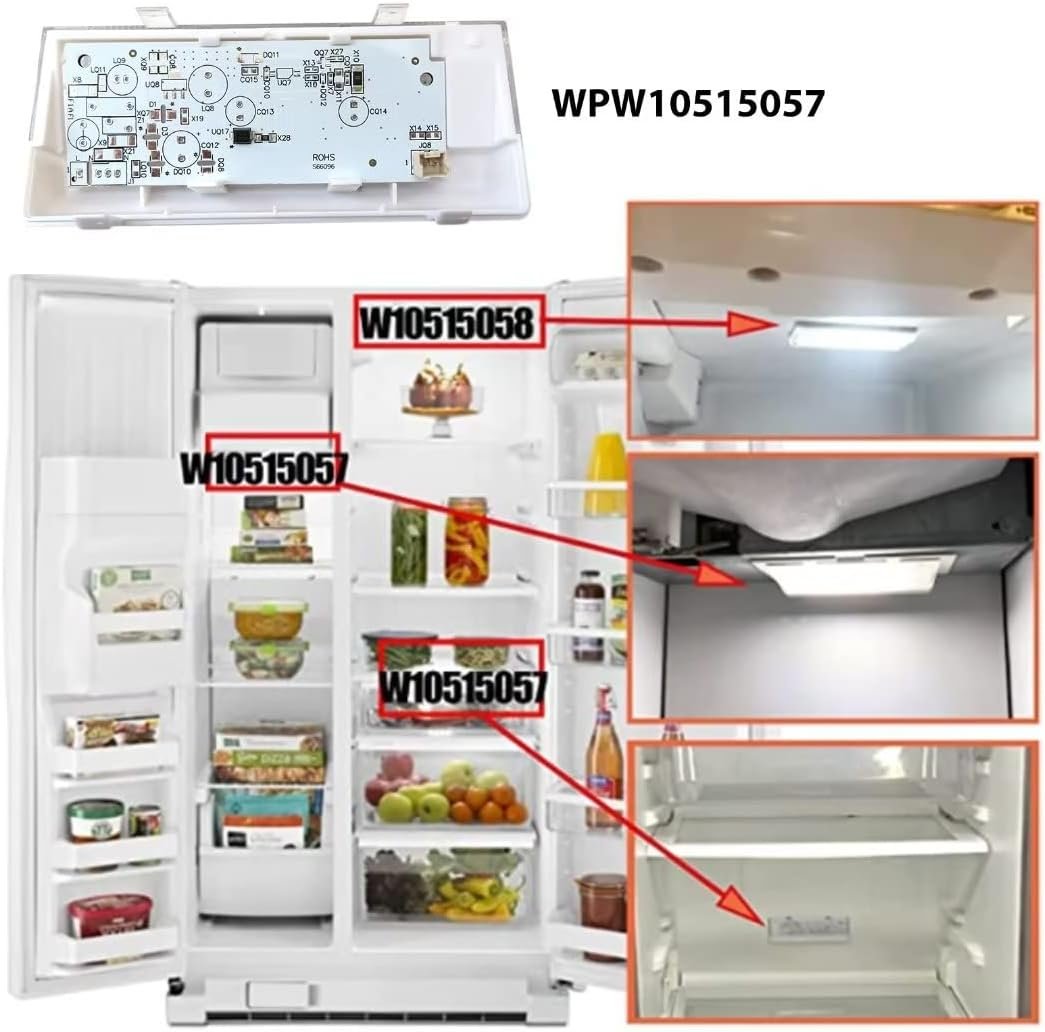 WPW10515057 (AP6022533) W10515057 3021141 PS11755866 W10398007 LED Light Replacement for WRS325FDAM04 REFRIGERATOR SIDE-BY-SIDE W/DISPENSER - Image 6
