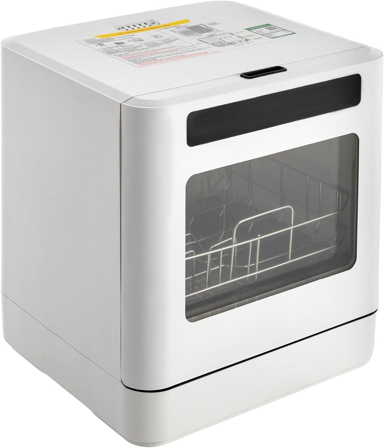 Countertop Dishwasher 800W Portable Dishwashers with 4 Washing Programs& Inlet Hose White Compact Dishwashers Holds Dishes for 6-8 People for Homes,Dormitories