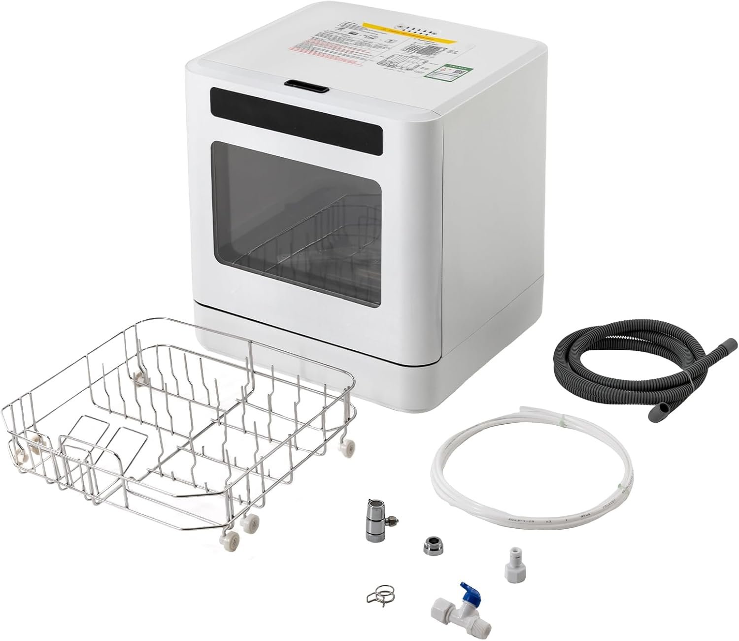 Countertop Dishwasher 800W Portable Dishwashers with 4 Washing Programs& Inlet Hose White Compact Dishwashers Holds Dishes for 6-8 People for Homes,Dormitories - Image 5