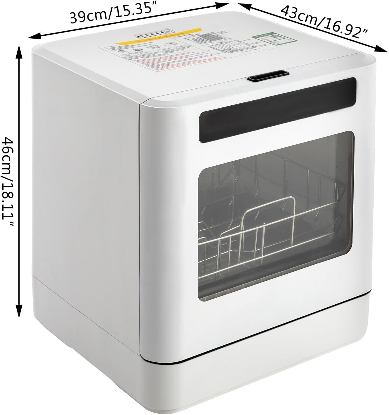 Countertop Dishwasher 800W Portable Dishwashers with 4 Washing Programs& Inlet Hose White Compact Dishwashers Holds Dishes for 6-8 People for Homes,Dormitories - Image 7