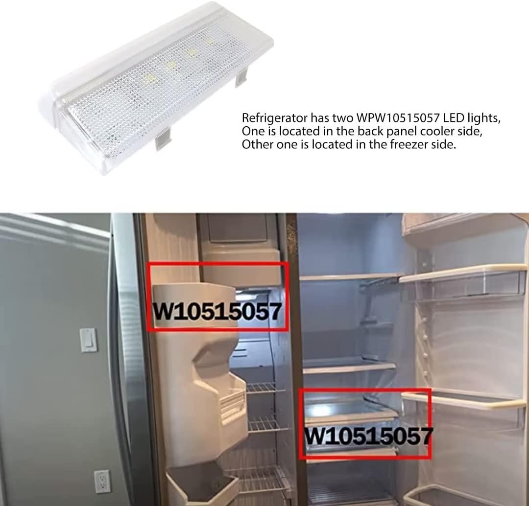 WPW10515057 (AP6022533) W10515057 3021141 PS11755866 W10398007 LED Light Replacement for WRS325FDAB04 REFRIGERATOR SIDE-BY-SIDE W/DISPENSER - Image 2