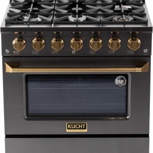Kucht KEG363 Gas Range, 36 in, Titanium Stainless Steel