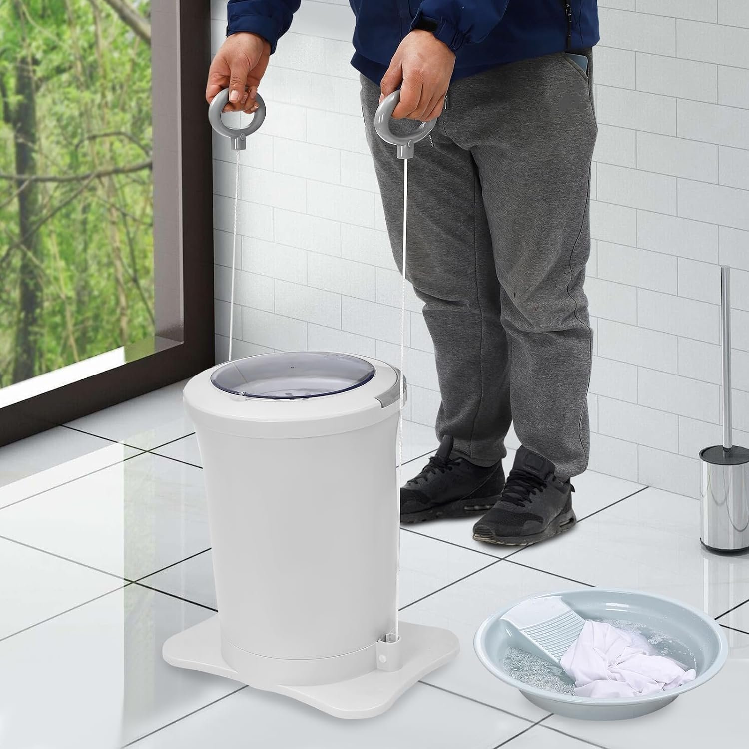 Manual Clothes Dryer, 3.17 Gallon Clothes Spin Dryer with 4.9ft Drain Hose Portable Mini Dryer Compact Non electric Laundry Dryer Manual Dehydrator for RV Camping Apartment Dorm - Image 2