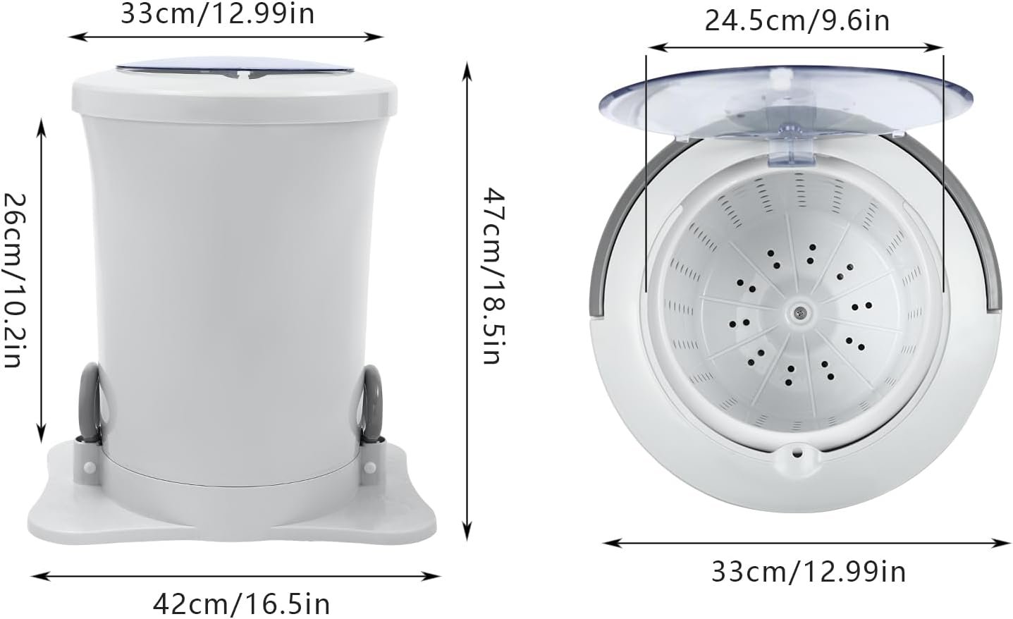 Manual Clothes Dryer, 3.17 Gallon Clothes Spin Dryer with 4.9ft Drain Hose Portable Mini Dryer Compact Non electric Laundry Dryer Manual Dehydrator for RV Camping Apartment Dorm - Image 4