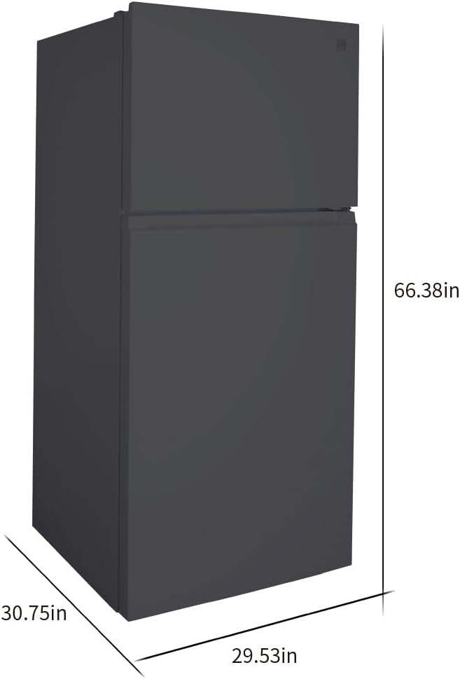 Kenmore 30 in. 18.2 cu. ft. Capacity Refrigerator/Freezer with Adjustable Glass Shelving, Humidity Control Crispers, Gallon Door Bins, ENERGY STAR Certified, Black - Image 8