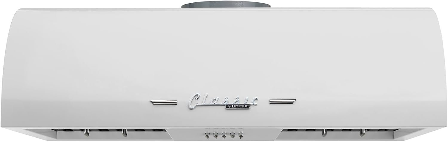 Unique Appliances UGP-30CR RH W Classic Retro, Electric Range Hood with 3 Fan Speeds and 2 LED Lights, 110-120 V, 30", Marshmallow White