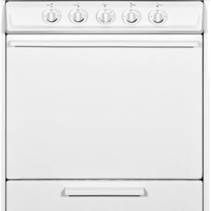 Summit Appliance WNM610P 24" Wide Gas Range, White Finish; Natural Gas Design, Broiler Compartment, 4 Open 9000 BTU Burners, Recessed Oven Door, Push-To-Turn Knobs, 2.92 cu.ft Oven Capacity