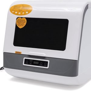 Portable Countertop Dishwasher with 5L Built-in Water Tank, 360° Spray Arms 4 Washing Programs for Small Apartment, Dorm and RV (White)