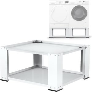 Laundry Pedestal for Washer and Dryer - Fit 27 and 28 Inch Washer and Dryer Stand Heavy Duty Steel 700lbs Capacity Universal Washing Machine Raiser 15.7'' Height White