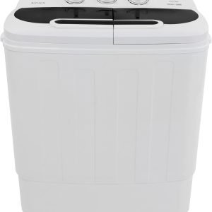 ROVSUN 15LBS Portable Washing Machine, Electric Twin Tub Washer with Washer(9lbs) & Spiner(6lbs) & Pump Draining, Great for Home RV Camping Dorm College Apartment (white & black)