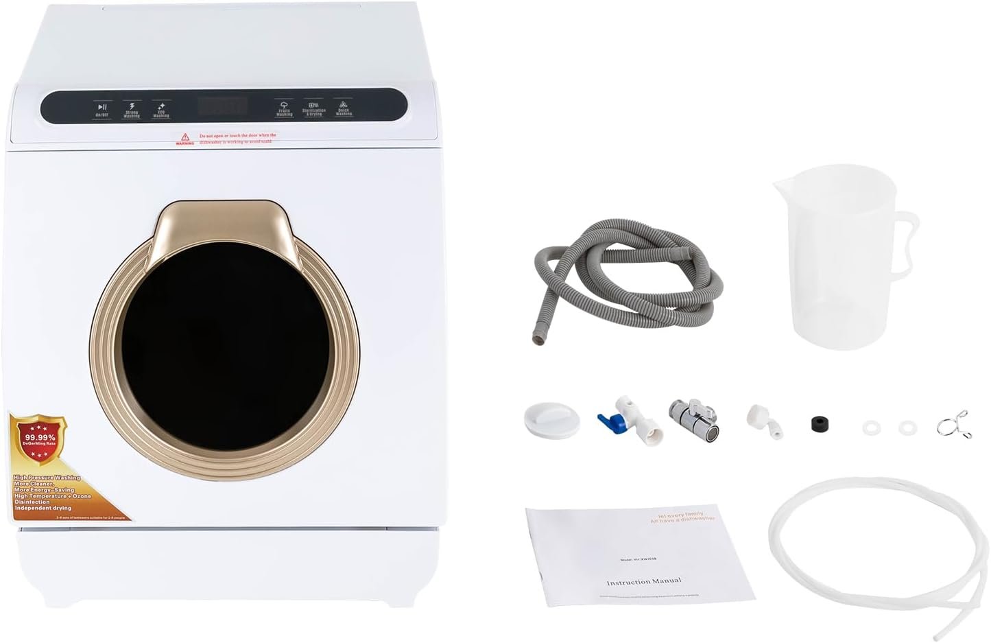 900W Countertop Dishwasher with 7L Built-in Water Tank, 5 Programs and 360° Dual Spray, Portable Dishwasher Compact Dish Washing Machine for Apartments Dorms RVs White Load 8-Set Tableware - Image 8