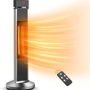Electric Patio Heater for Outdoor Use, Infrared Heater w/Remote, Auto Shut Off, 500/1000/1500W Radiant Heater, Super Quiet 3s Instant Warm Vertical Space Heaters for Indoor Use Large Room