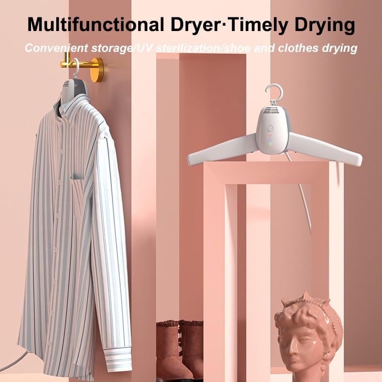 Travel Portable Foldable Electric Clothes Drying Hanger Dryer Rack Machine,Portable Clothes Dryer with Cold/Hot Drying and Timer Dryer - Image 2