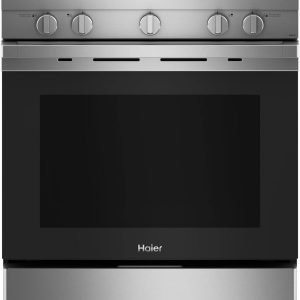 Haier QGSS740RNSS 30" Gas Freestanding Range with 5.6 cu. ft. Capacity Convection Steam Clean Electronic Ignition System Interior Lighting Timer in Stainless Steel