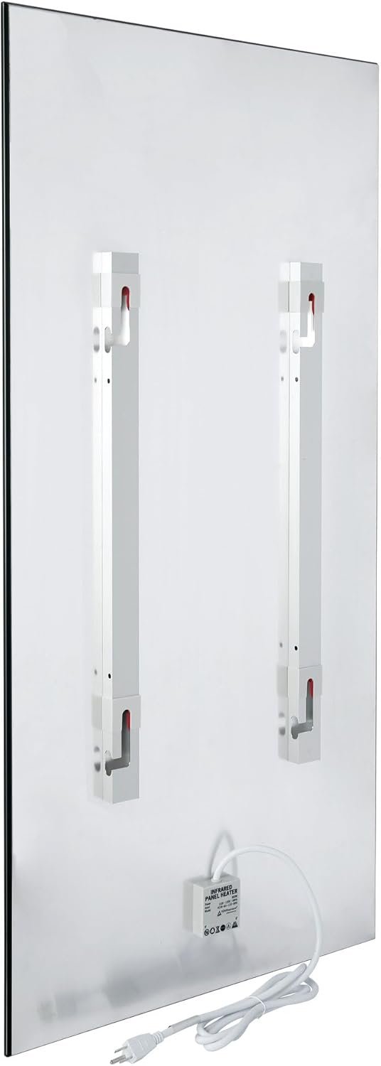 WarmlyYours Radiant Panel Heater - Glass Mirror 24 x 47 in. Energy-Saving Infrared Electric Space Heater, Wall-Mounted Heating in Rooms up to 114 sqft, Plug-in or Hardwired (Ember Glass Mirror 800W) - Image 4
