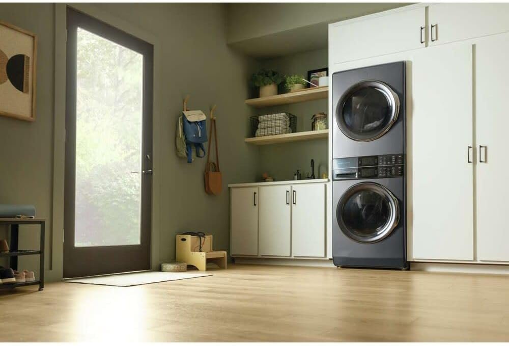 4.5 cu. ft. Stacked Washer and 8.0 cu. ft. Gas Dryer Laundry Tower in Titanium with SmartBoost Premi - Image 4
