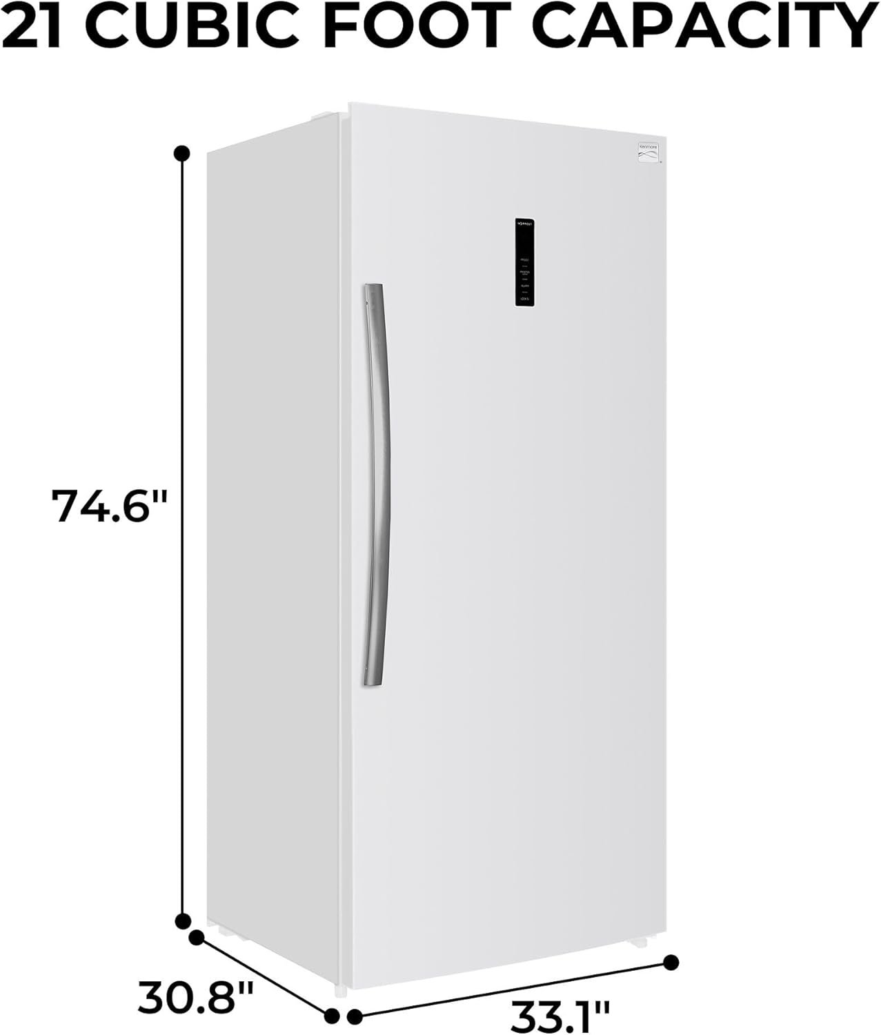 Kenmore 21 Cu. Ft. (600L) Convertible Upright Freezer/Refrigerator | Garage-Ready | Frost-Free | Digital Touch Controls | Quick Freeze | LED Interior Light | White | For Basement Garage Shed Cottage - Image 7