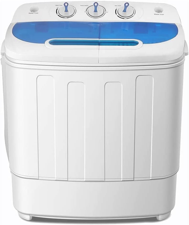 ROVSUN 15LBS Portable Washing Machine, Electric Washer and Dryer Combo with Washer(9lbs) & Spiner(6lbs) & Built-in Pump Draining for Home RV Camping Dorm College Apartment