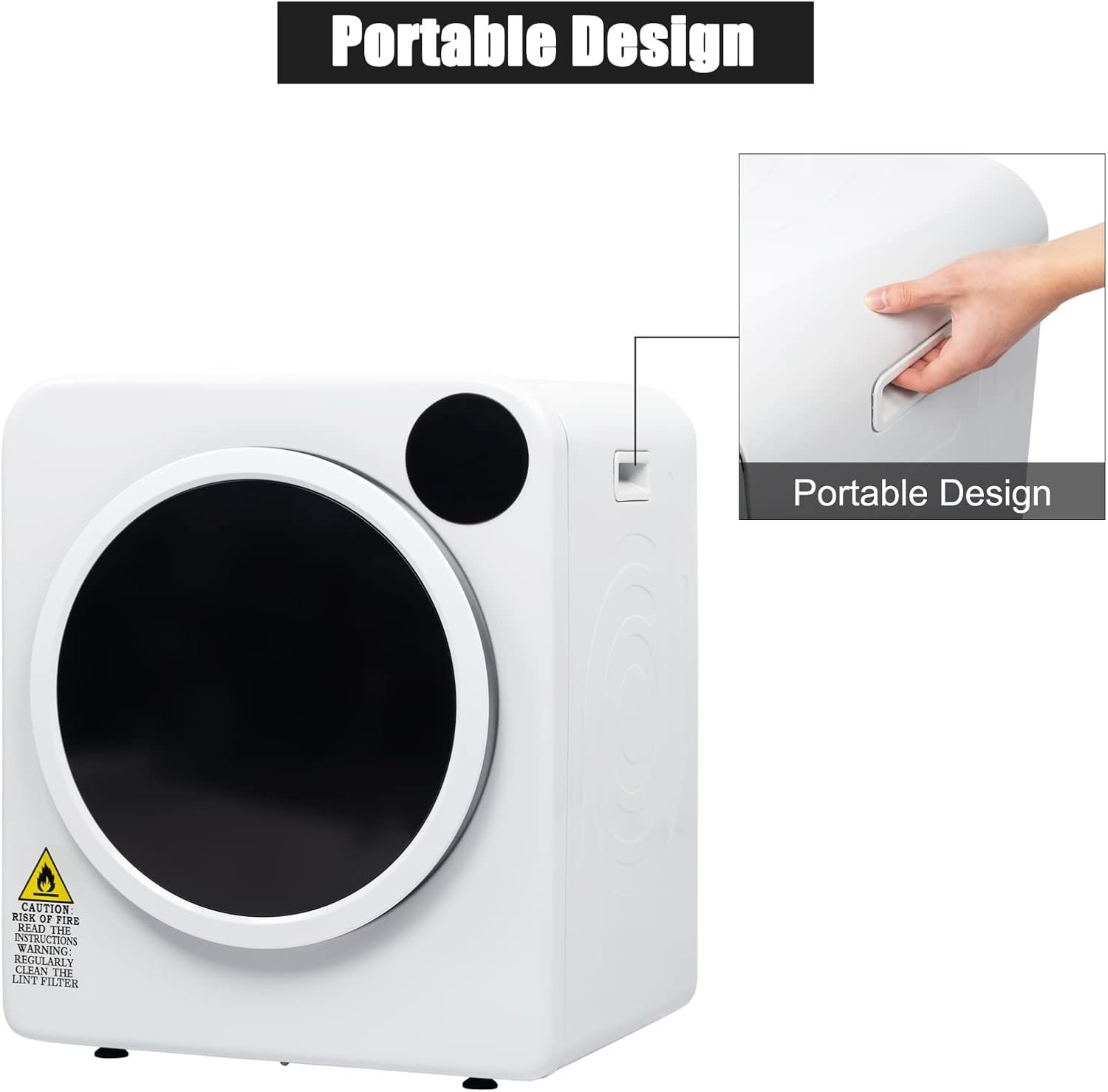 Winado Portable Laundry Dryer, 3.22 cu ft Compact Laundry Dryer, 13.2LB Front Load Stainless Steel Clothes Dryers W/Exhaust Pipe, LCD Control Panel & Cycle Status Light, for Apartment, RV, Home, Dorm - Image 3