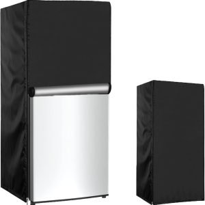 Mini Refrigerator Cover 21''L x 21''W x 46''H,Suitable for 4.0-4.5 Cu.Ft Mini Fridge/Small Refrigerator, 600D Oxford Washable, Reusable, Front can be opened, Black