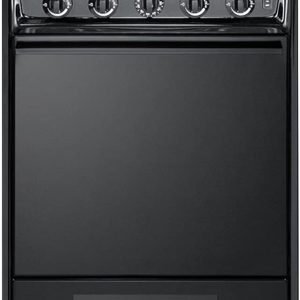 Summit Appliance TNM1107C 20in Wide Gas Range, 4 Open Burners, Electronic Ignition, Recessed Oven Door, Broiler Pan, Push-To-Turn Burner Knobs, Ada Compliant Design, Designed for Natural Gas, Black