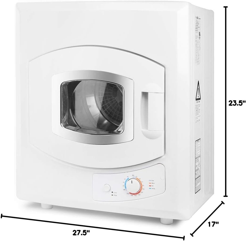 Barton Tumble Dryer White w/Heat Control Automatic Portable Electric RV Apartment Clothes Laundry Compact - Image 8