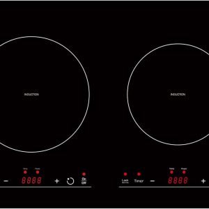 Empava 20.5" Double Elements Electric Stove 1800W Induction Cooktop with Two Separate Heating Zones, Timer, 9 Temperature and Power Levels, Kids Safety Lock, Touch Sensor Control Black