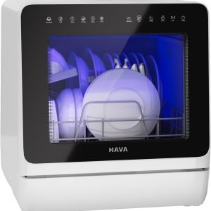 HAVA 2025 NEW Upgraded Countertop Dishwasher with Water Softener and Enhanced Energy Efficiency, Portable Dishwasher with 8 Wash Programs, Child Lock & Delayed Start Function, No Installation Needed