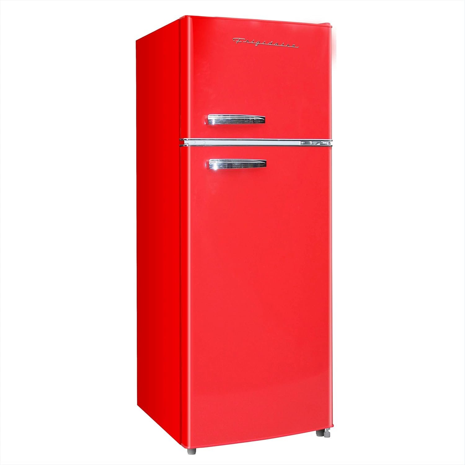 Frigidaire Retro Top Mount Upright Fridge-Freezer Combo, Apartment Size Fridge with Freezer 7.5 cu. ft. capacity - 23.2" D x 21.5" W x 55.5" H (Red)