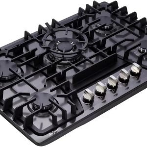 30 Inch Gas Cooktop, 5 Burners Built-in Gas Stovetop Stainless Steel LPG/NG Convertible Gas Stove Dual Fuel Sealed Gas Hob - Black