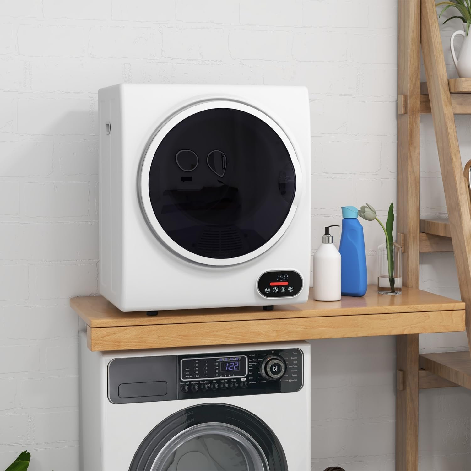 Portable Clothes Dryer - Compact Electric Dryer with Intelligent Drying, 1.5 Cu. Ft Stainless Steel Drum - Image 2