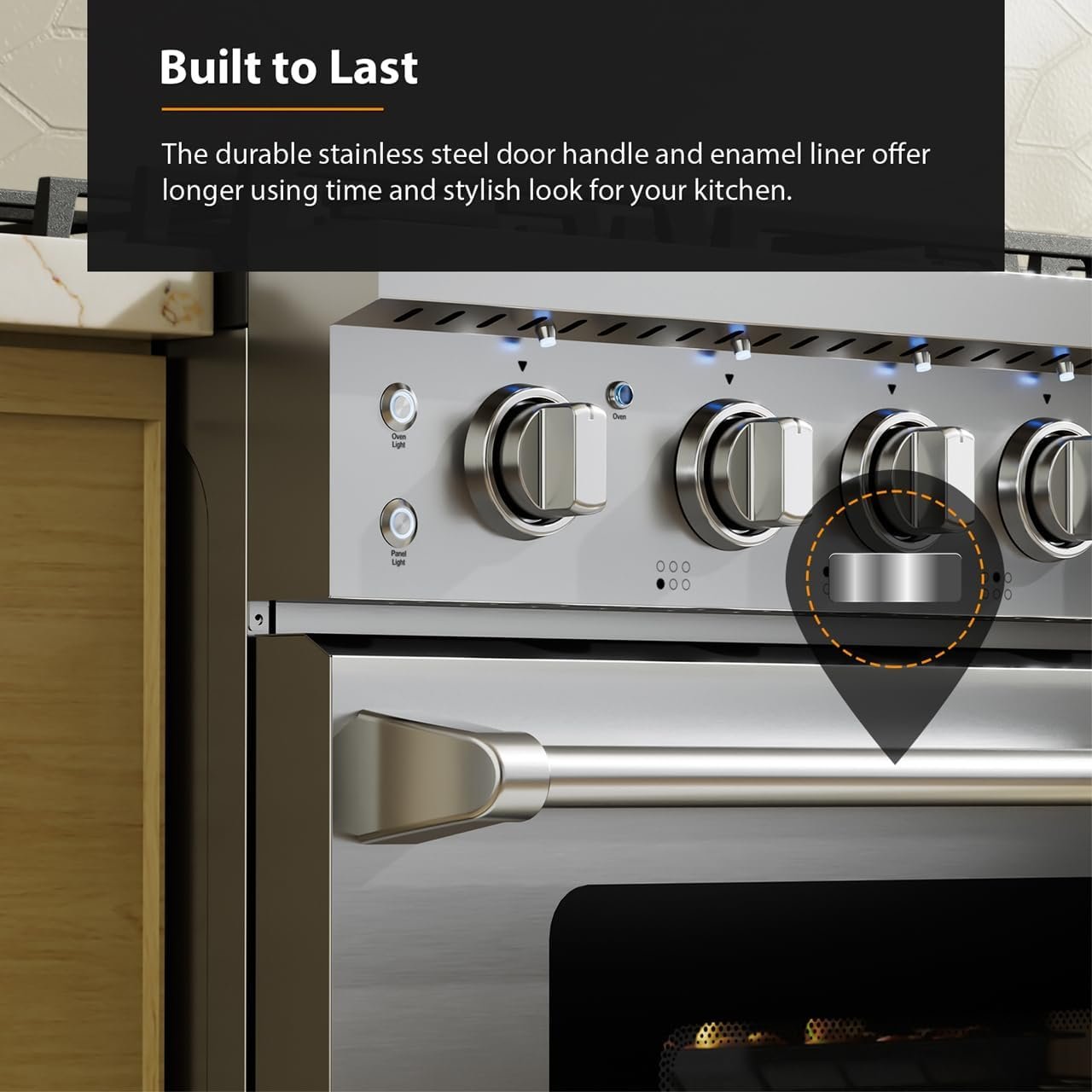 Empava 36" Slide-In Freestanding Gas Range with 6 Sealed Burners, Cast Iron Grates and 6.0 cu. ft. Convection Oven with Mechanical Knobs Control in Stainless Steel - Image 4