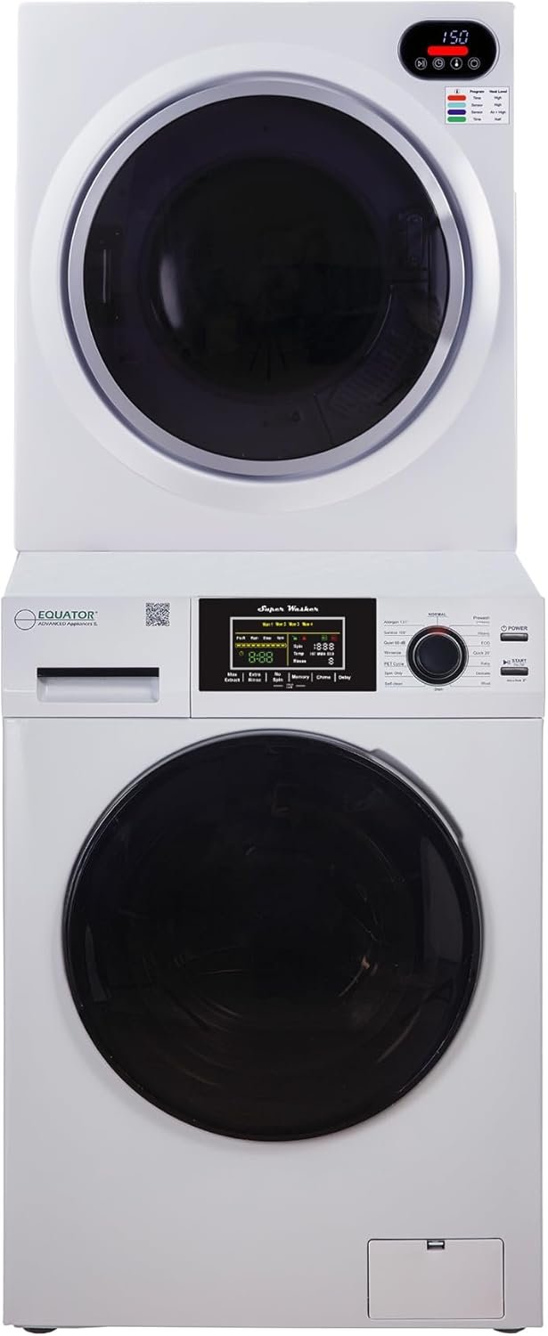 Equator ECONOMY STACKABLE 13 lbs Washer + Compact Vented Sensor Dryer 3.5cf 110V