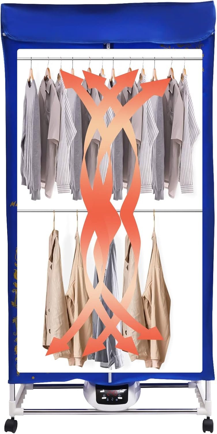 YIYIBYUS Folding Remote Control Dryer,Clothes Dryer Electric Drying Machine 2-layer Travel Dryer 3 Gears - Image 8