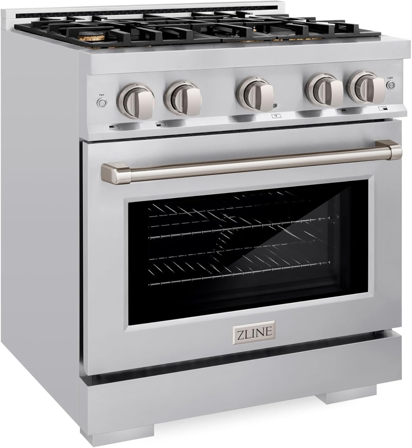 ZLINE 30 in. 4.2 cu. ft. Select Dual Fuel Range with Gas Cooktop and Electric Convection Oven in Stainless Steel with 4 Brass Burners (HDR-BR-30) - Image 3