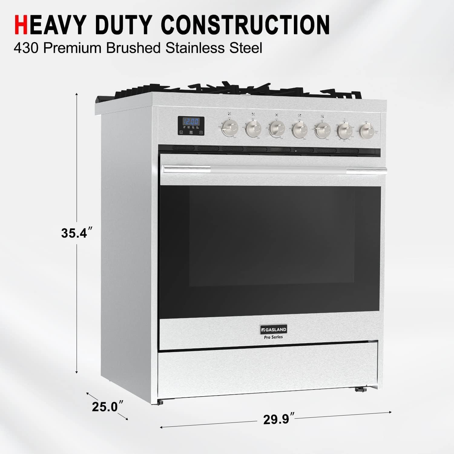 GASLAND 30'' Gas Range Stove with 5 Sealed Gas Burners, Dual Feul Stove Oven with Baking, Tray Grill and Storage Drawer, 5.0 cu. ft. Capacity, 5 Functions included LP Conversion Kit - Image 6