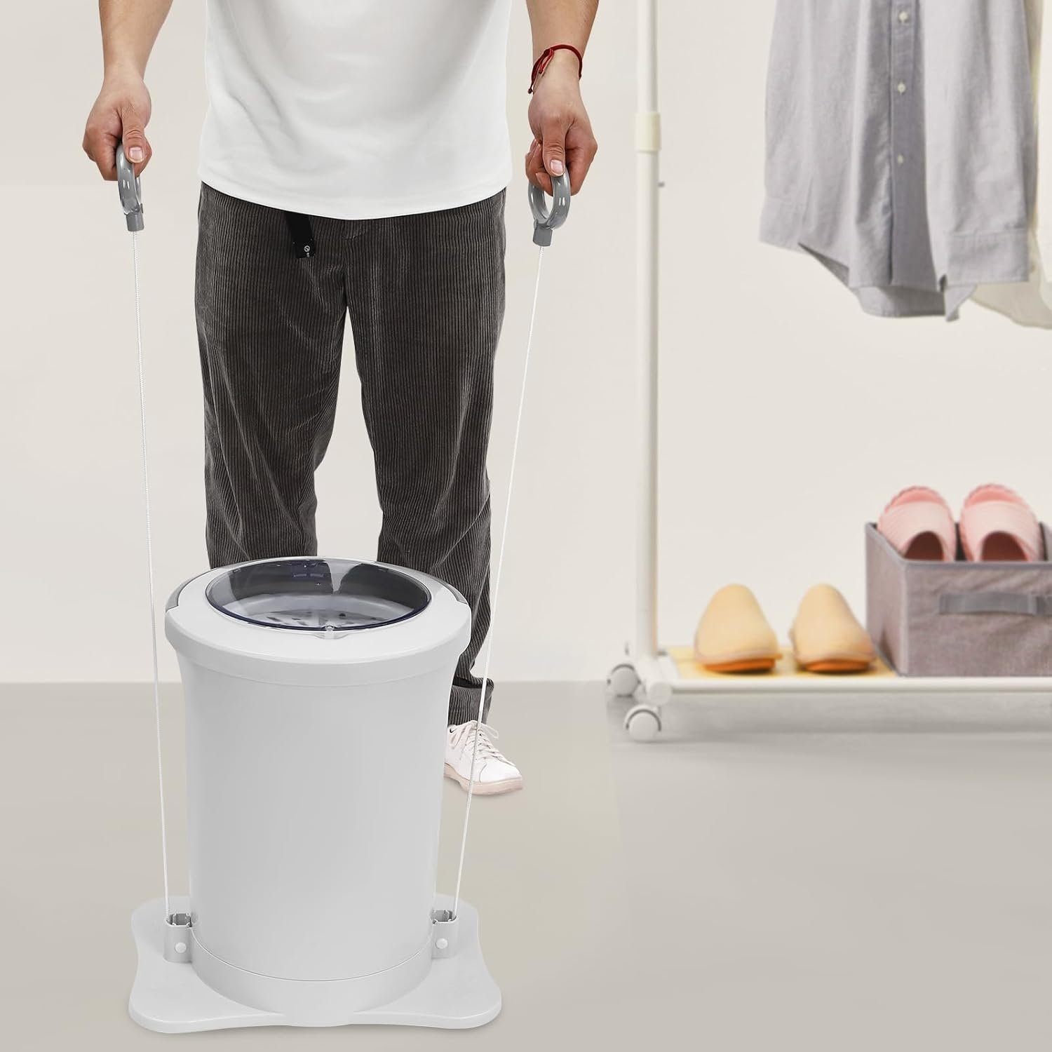 Manual Clothes Dehydrator 12L Non Electric Laundry Dryer Portable Spinner Foot Pedal Clothes Dryer for Camping Traveling Apartment and Dorm - Image 4