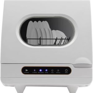 Small Dishwasher, 1200W Portable Dishwasher Featuring 5L Built-in Water Tank, Low Noise, 6 Cleaning Modes, 360°Rotating Spray Outlets, Quick Dry, Ideal for Tiny Houses & RVs, White